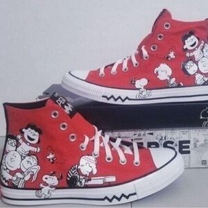 Converse Red High-Top Sneakers with Peanuts